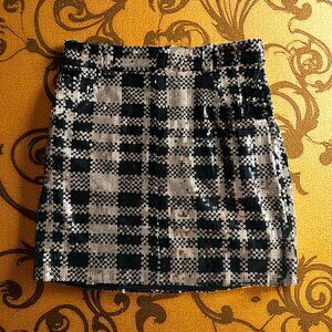 MARCELLA ACOSTA Gold Black Sequin Plaid Holiday Skirt Size Small / US 27
